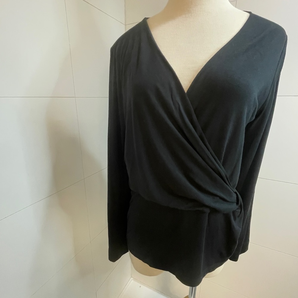 Black crossbody long sleeve shirt